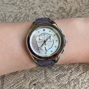 MICHELE MWW27E000027 Cape Silver Dial Purple Silicone Band Women’s Watch